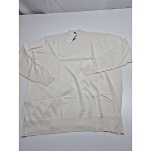 ENZONE Sweater Mens 3XL White Silk Cotton Crewneck Knit Lightweight Pullover